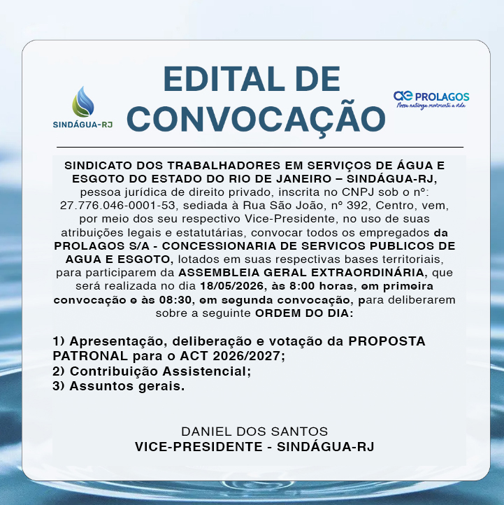 CONVOCAÇÃO – Assembleia Gera Extraordinária – ACT 2026/27 PROLAGOS